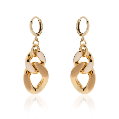 Unoaerre Damen-Ohrringe, Gourmette-Kette, dunkelbraun und beige emailliert 2185