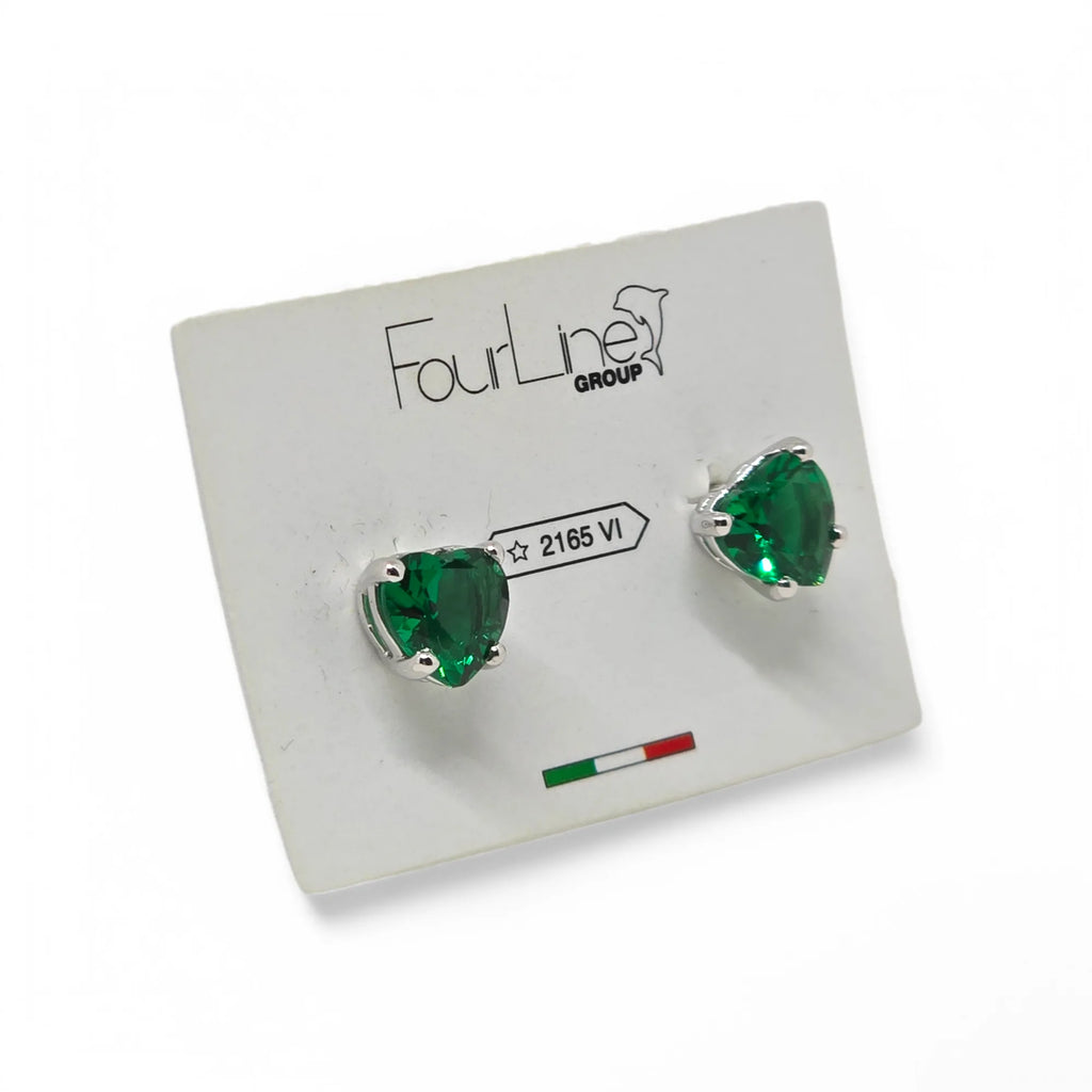 Orecchini iGold con punto luce cuore verde Oro Bianco 375 9KT