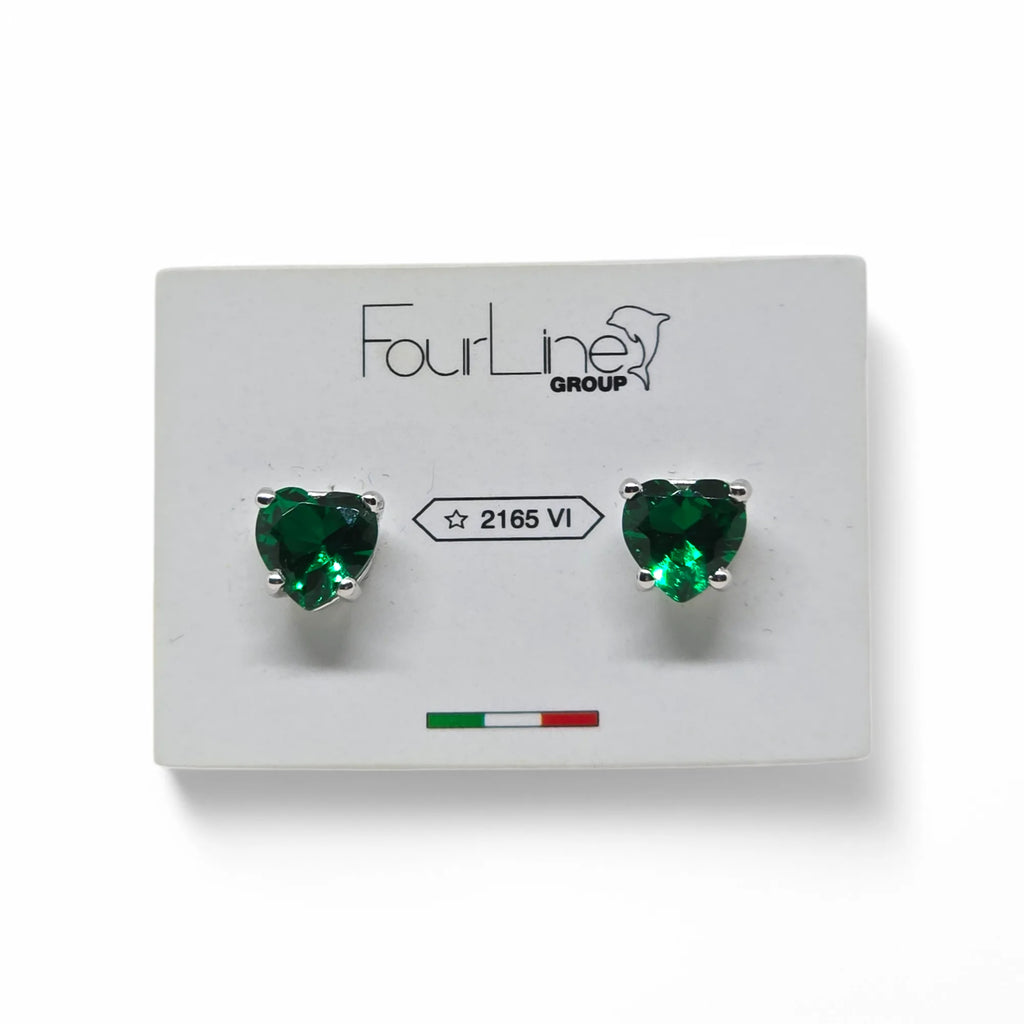 Orecchini iGold con punto luce cuore verde Oro Bianco 375 9KT