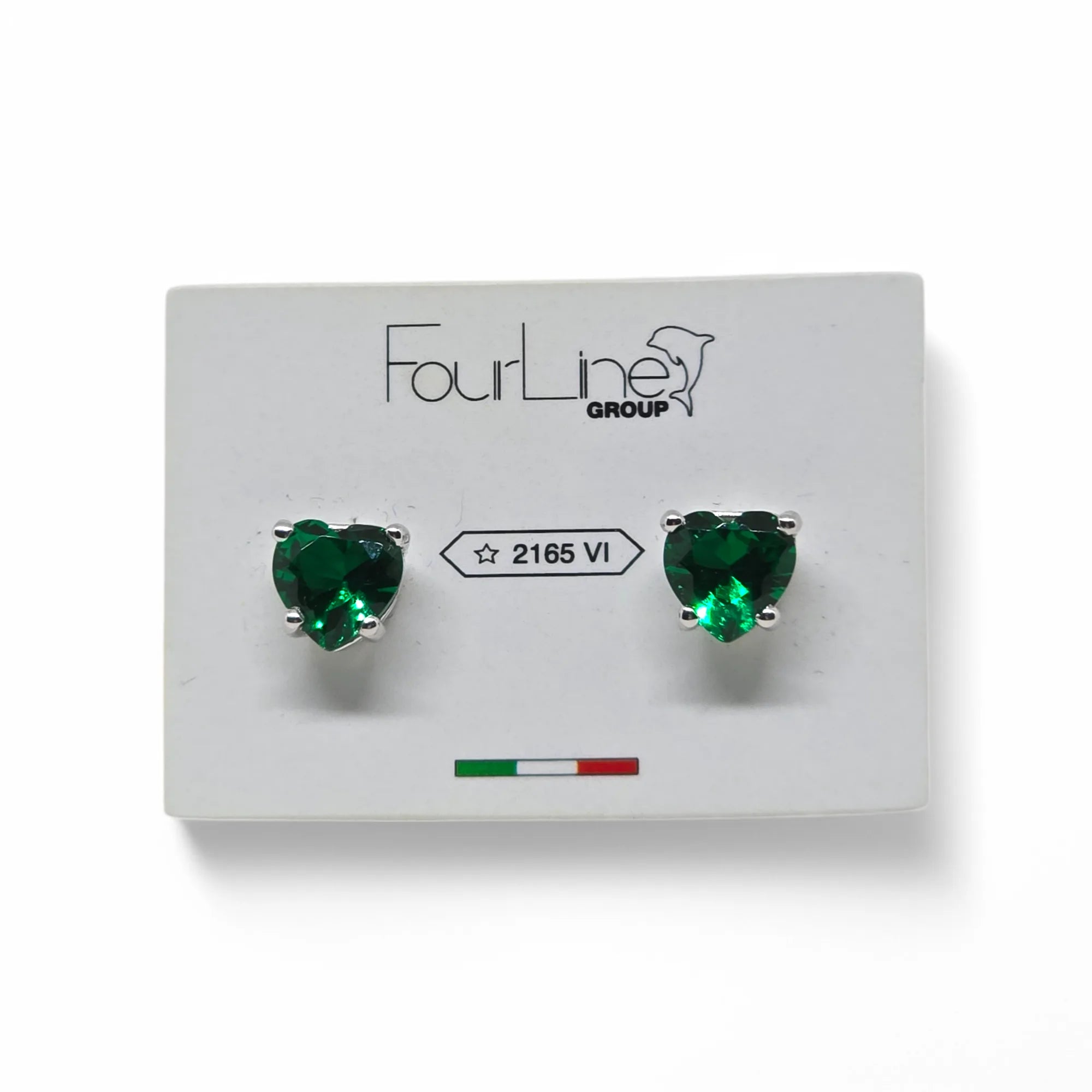 Orecchini iGold con punto luce cuore verde Oro Bianco 375 9KT
