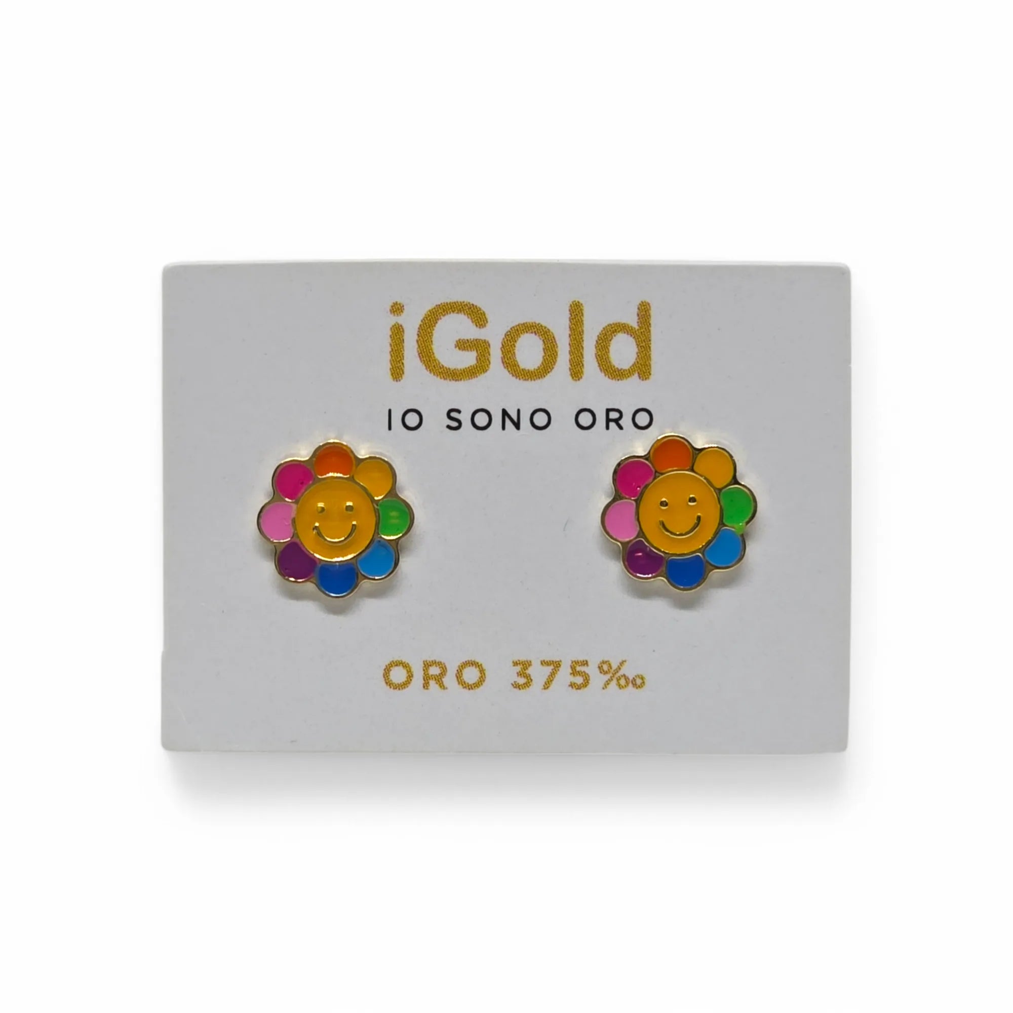 Orecchini in Oro 9kt 375 bambina a forma di girasole