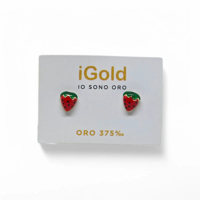 Orecchini in Oro 9kt 375 bambina a forma fragola