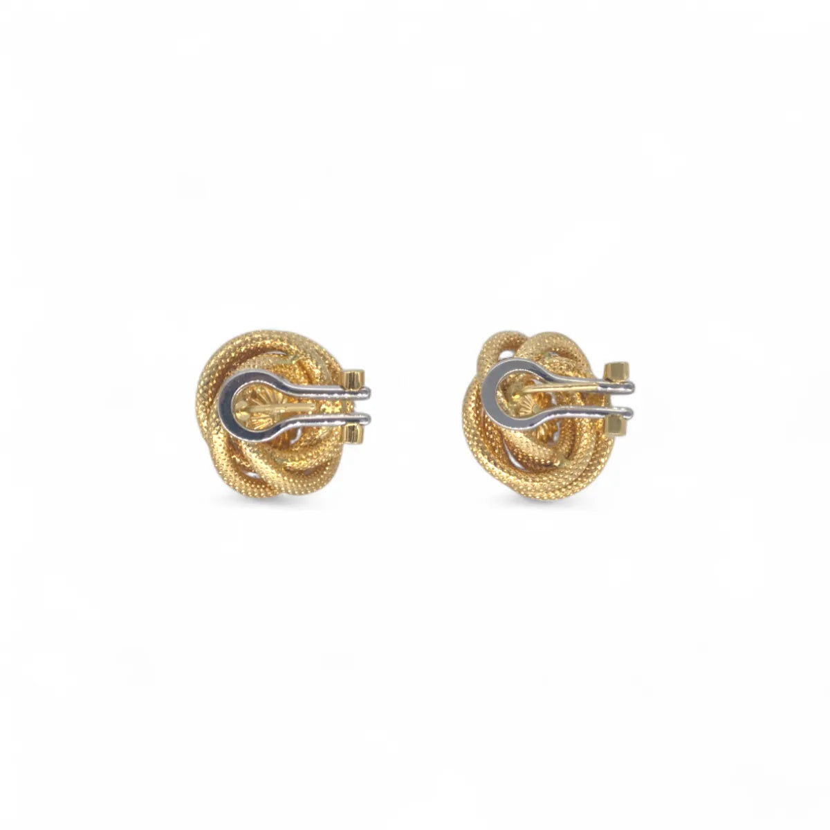 18 Karat Gelbgoldohrringe mit Naturperle, geflochtenes Design