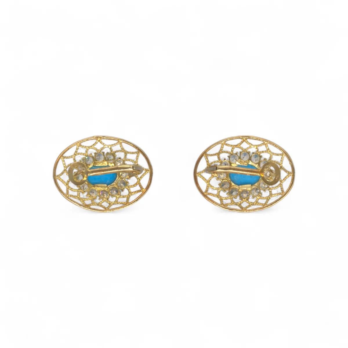 Orecchini in Oro Giallo 18kt con Turchese Design Ovale