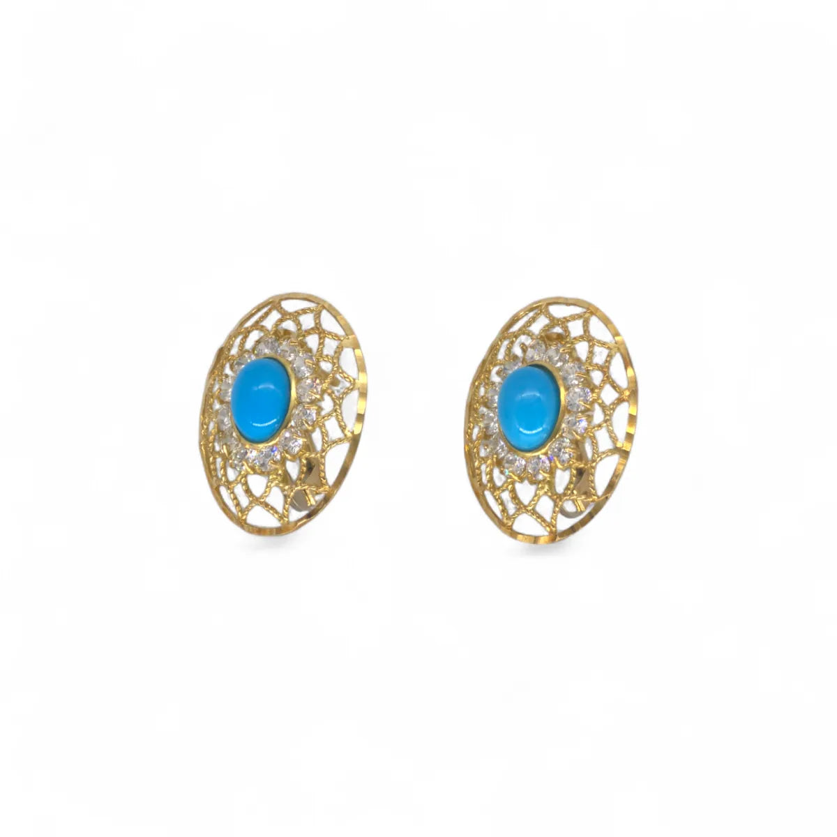 Orecchini in Oro Giallo 18kt con Turchese Design Ovale