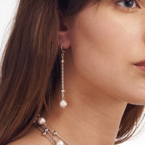 Orecchini in bronzo argentato con perle naturali Unoaerre donna 2068