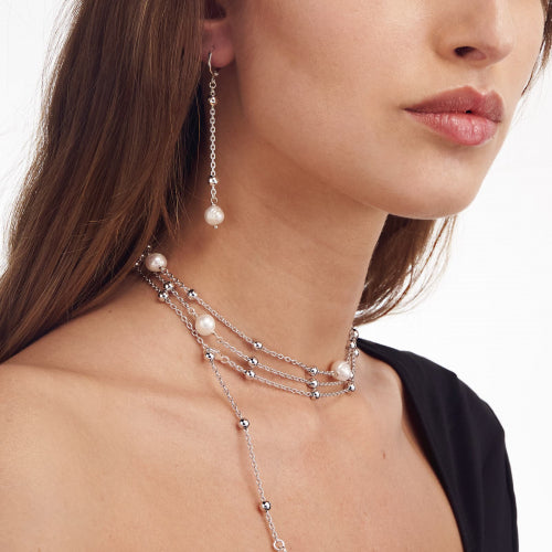 Orecchini in bronzo argentato con perle naturali Unoaerre donna 2068