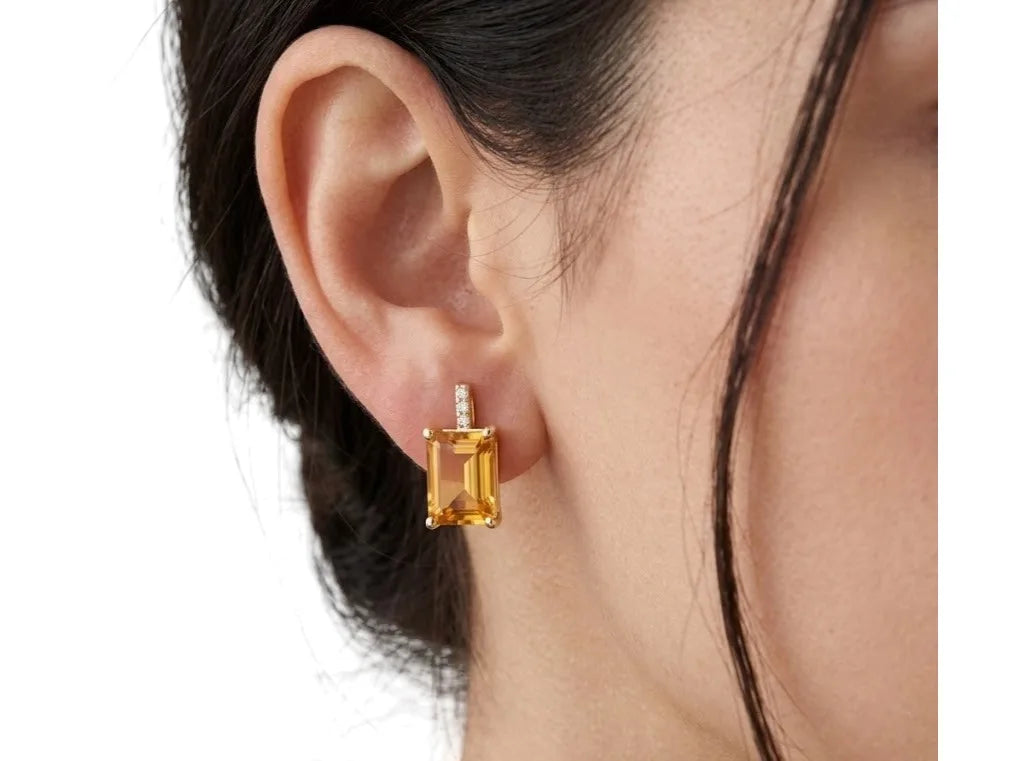 Orecchini kioto donna in oro giallo 9kt topazio citrino