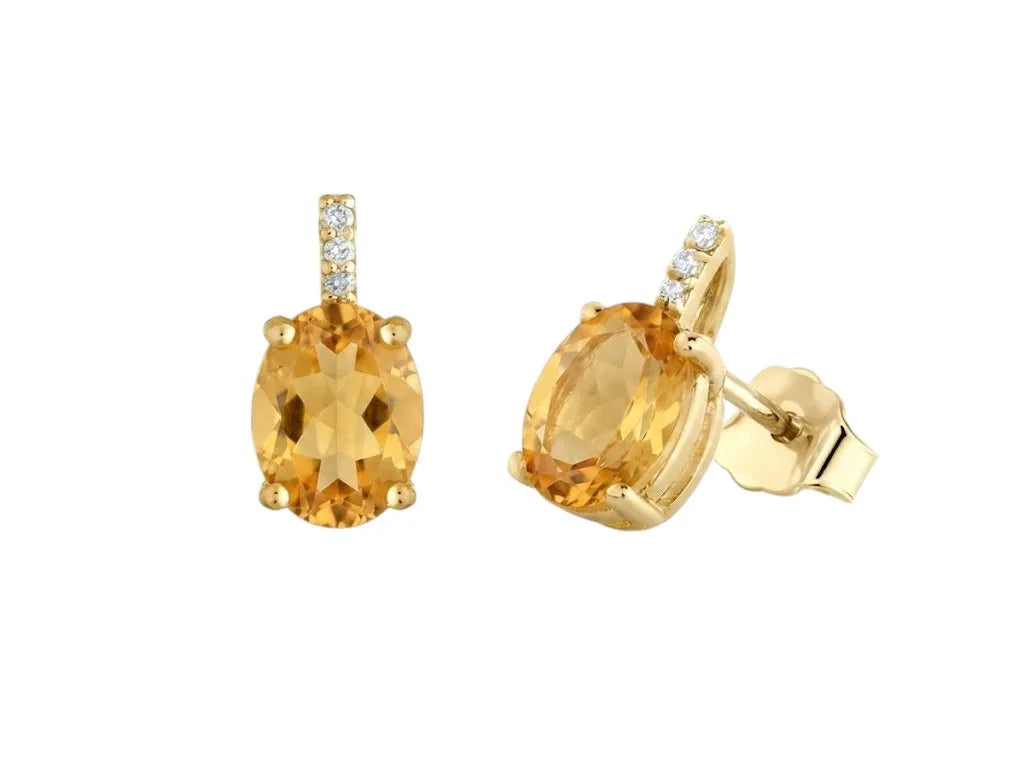 Ohrringe Kioto für Damen aus 9kt Gelbgold mit ovalem Citrin-Topas
