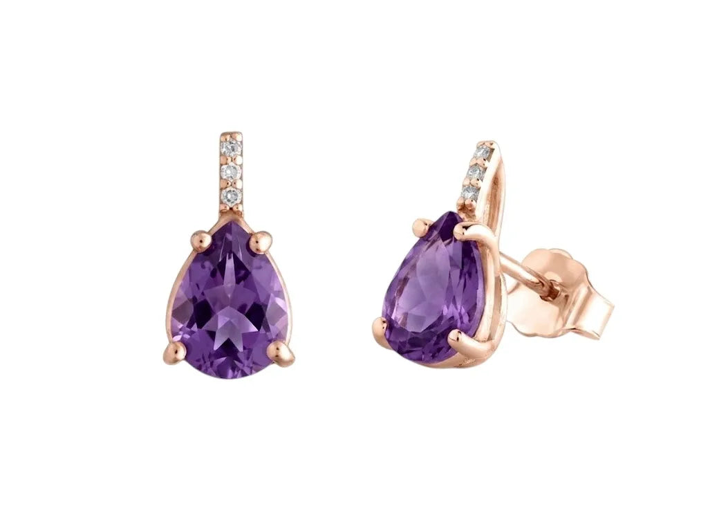 Orecchini kioto donna in oro rosa 9kt topazio viola