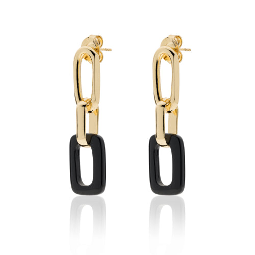 Orecchini lunghi con onice nera naturale Unoaerre donna 2136