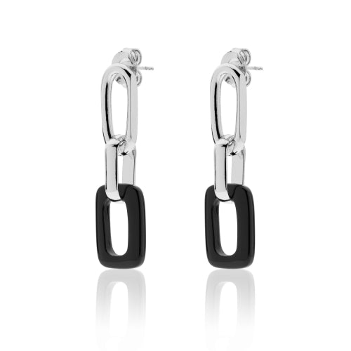 Orecchini lunghi con onice nera naturale Unoaerre donna 2138