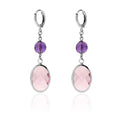 Lange Ohrringe mit rosa Stein und violetter Perle Unoaerre Damen 2258