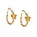 Orecchini oro giallo donna Cerchi con farfallina