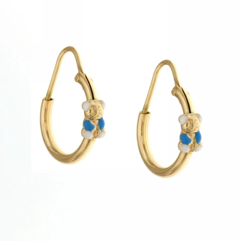Orecchini oro giallo donna Cerchi con orsetto