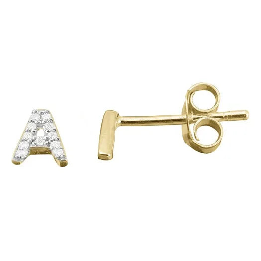 Orecchini personalizzati donna oro giallo 18 kt e zirconi "Letter"