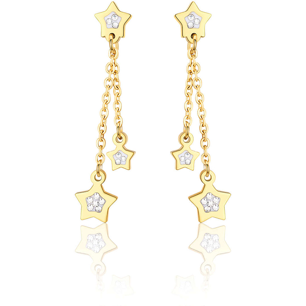 Orecchino donna gioielli Luca Barra con stelle pendenti e strass bianchi ok1103