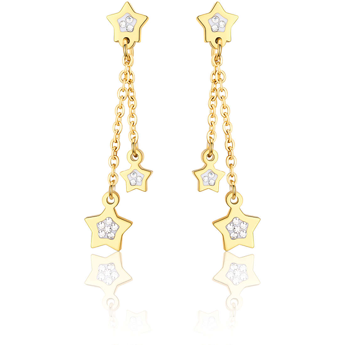 Orecchino donna gioielli Luca Barra con stelle pendenti e strass bianchi ok1103