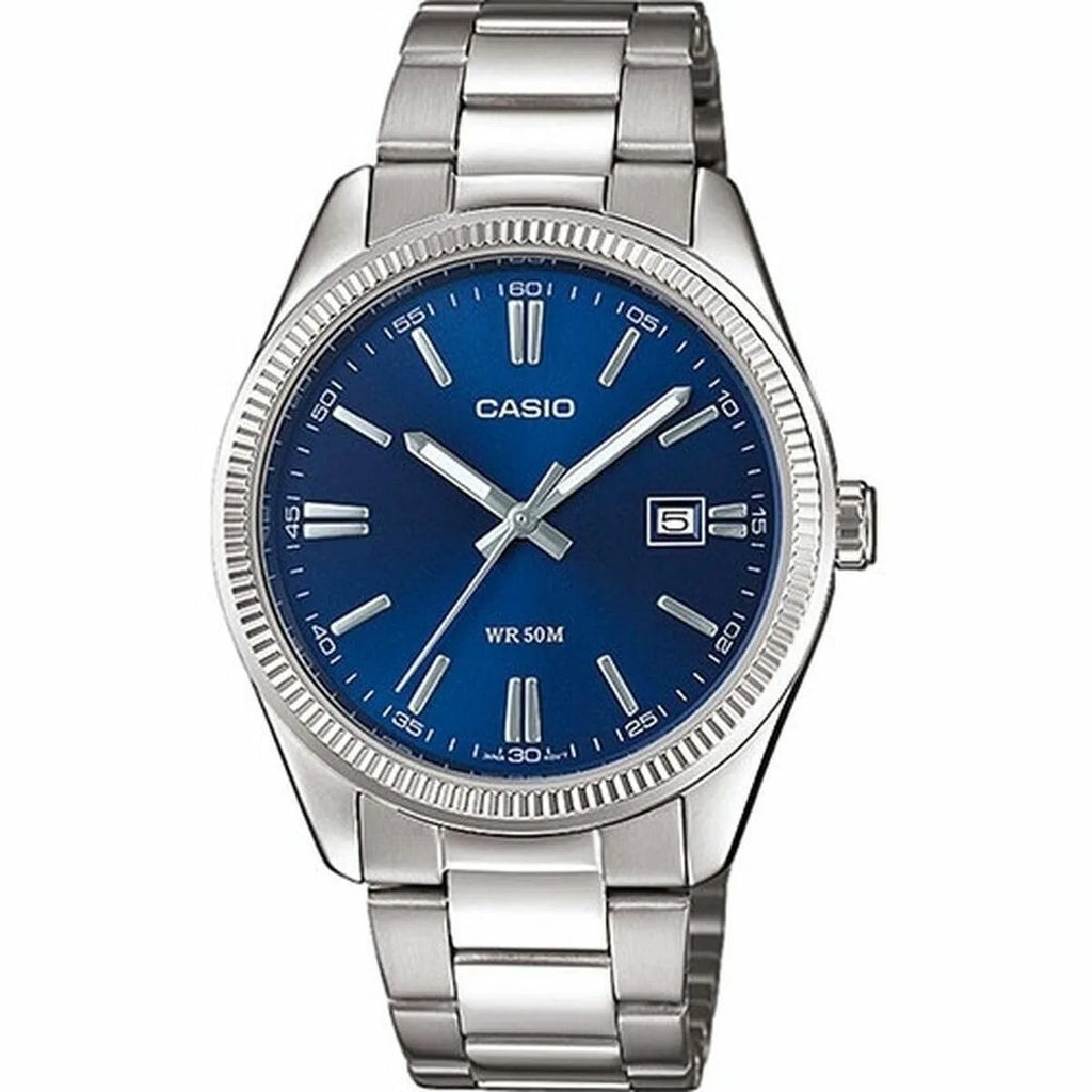 Casio Uhr, klassischer Stil, blaues Zifferblatt