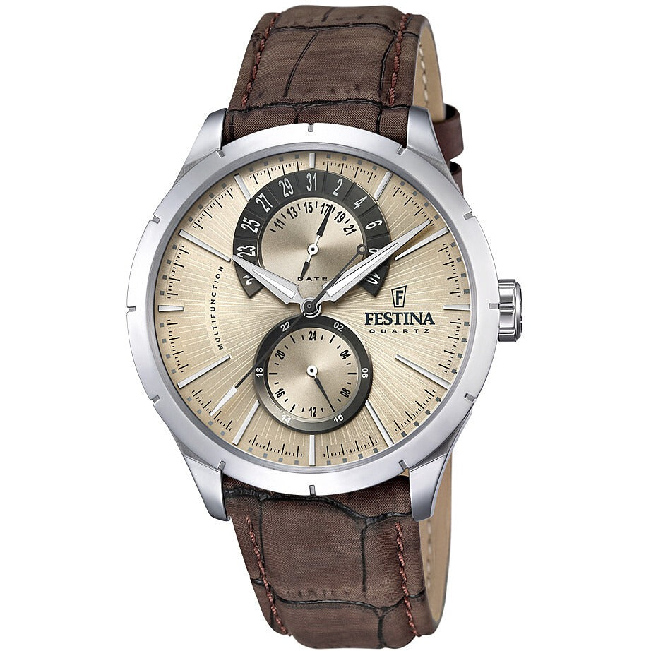 Festina Uhr retro Edelstahl Lederarmband f16573/9