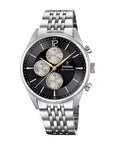 Festina Herrenuhr aus Stahl mit schwarzem Zifferblatt f20285/a