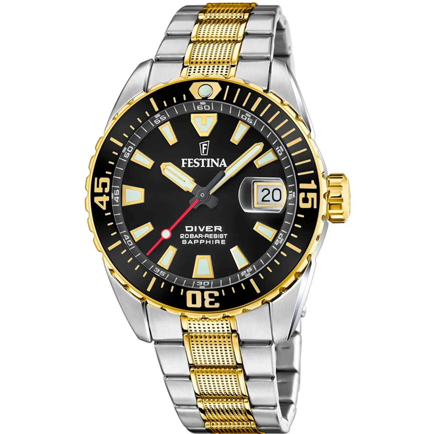 Festina Herrenuhr aus Edelstahl mit schwarzem Zifferblatt f20706/3
