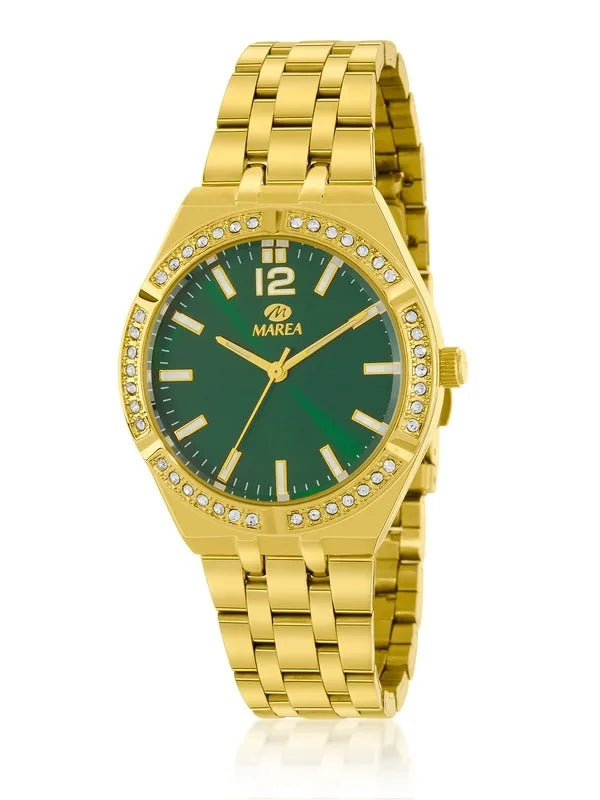 Orologio Marea donna in acciaio dorato e quadrante verde b41382/7