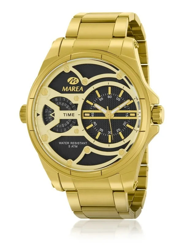 Orologio Marea uomo in acciaio dorato con quadrante nero b54246/4