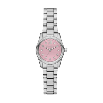 Michael Kors Petite Lexington Uhr rosafarbenes Zifferblatt und Pavé mk4996