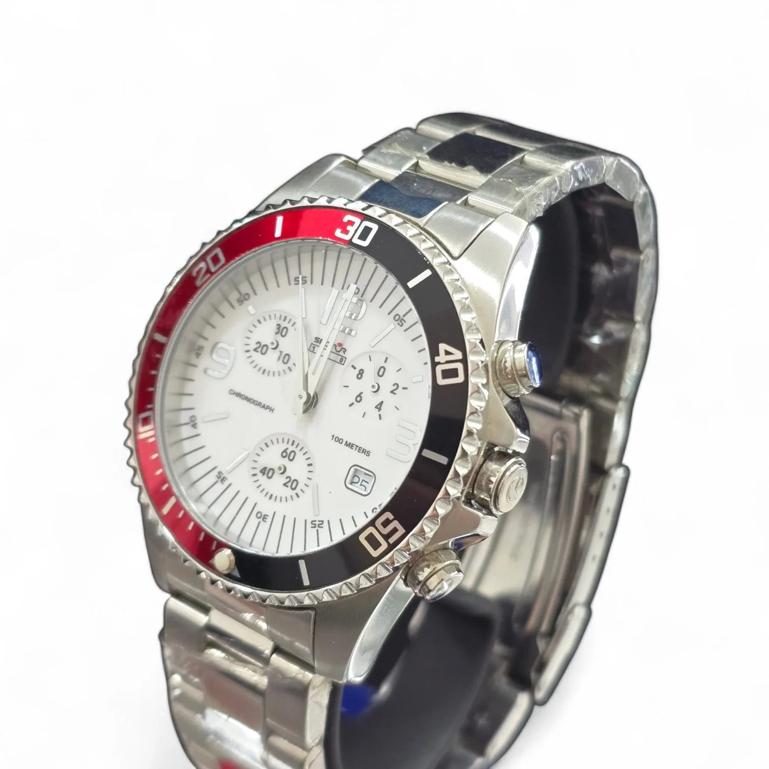 Orologio Sector Cronografo con Quadrante Bianco e Ghiera Bicolore Rossa e Nera