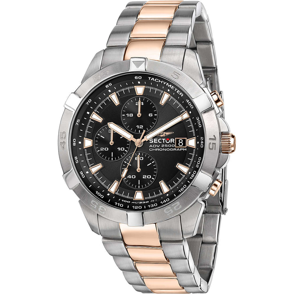 Orologio Sector uomo in acciaio e maglia dorata modello R3273643002