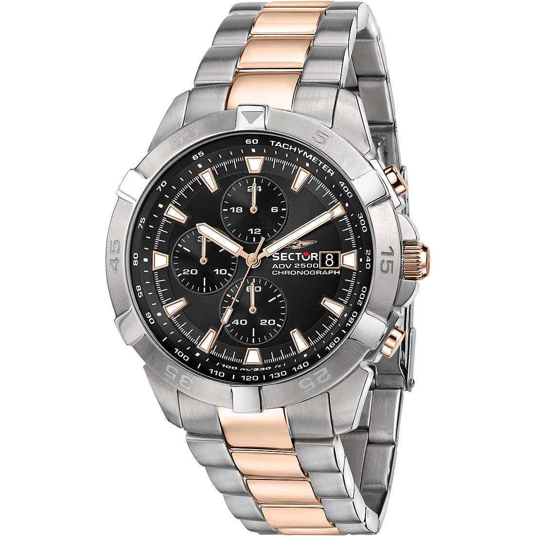 Orologio Sector uomo in acciaio e maglia dorata modello R3273643002