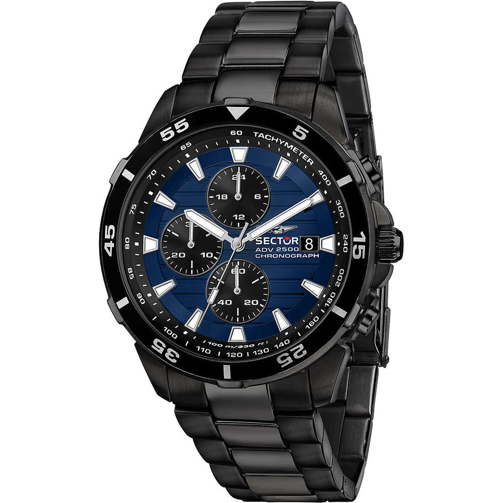 Sector Herrenuhr aus schwarzem Edelstahl mit blauem Zifferblatt Modell R3273643001