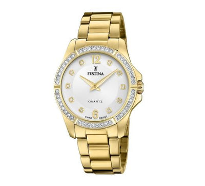 Festina Damenuhr aus vergoldetem Edelstahl und Zirkonia F20596/1