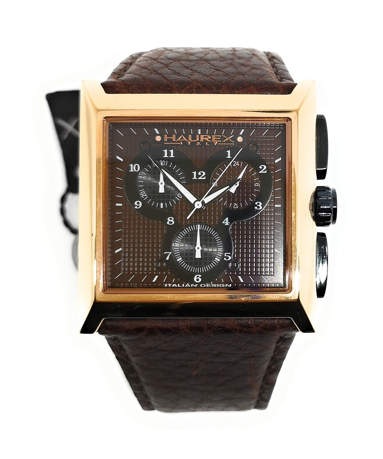 Orologio da uomo Haurex Escape modello 9R335UMN, cinturino in pelle marrone, cassa 42mm in acciaio