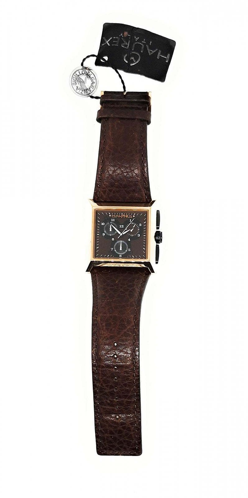Orologio da uomo Haurex Escape modello 9R335UMN, cinturino in pelle marrone, cassa 42mm in acciaio