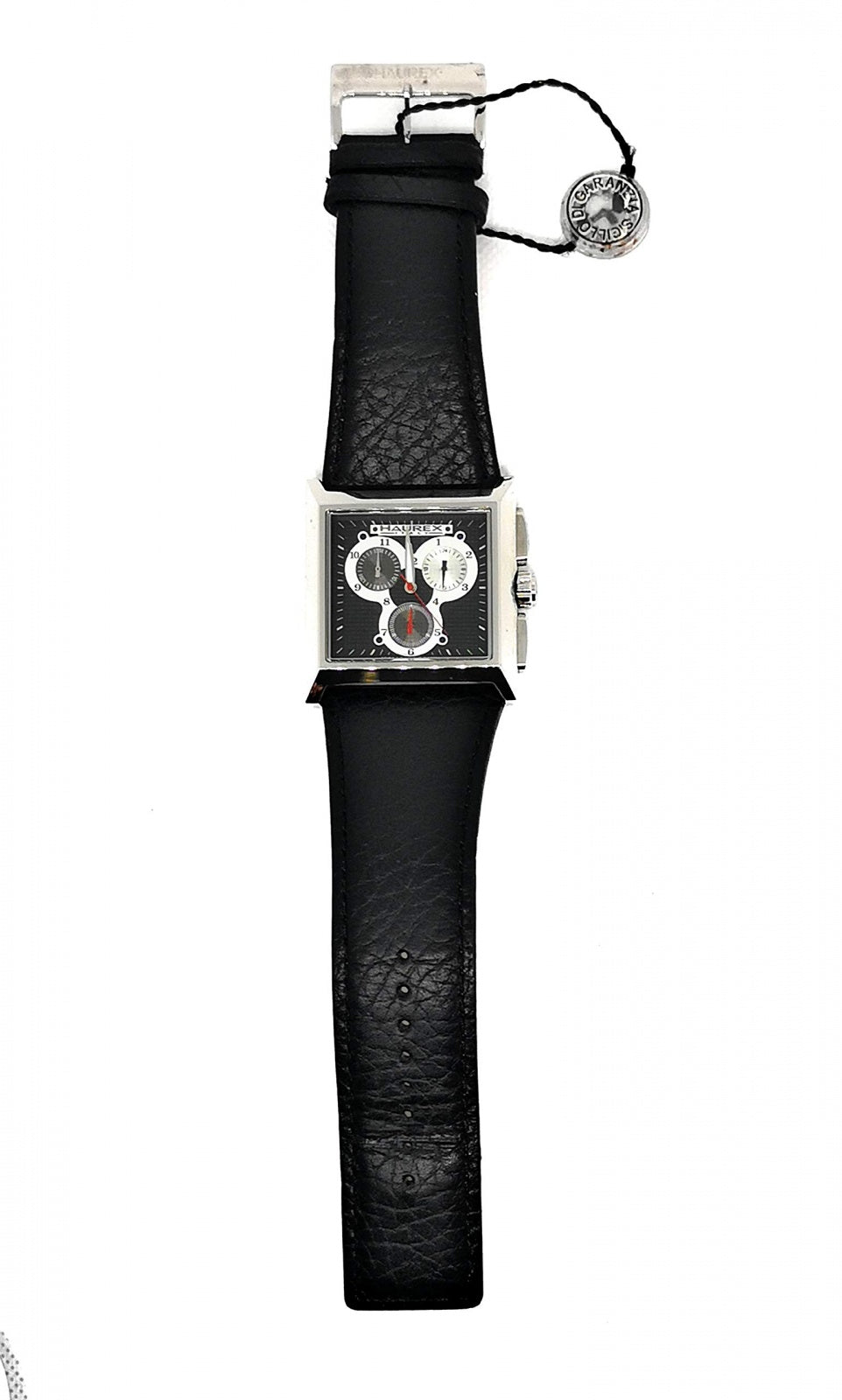 Orologio da uomo Haurex Escape modello 9a335unn, cinturino in pelle nero, cassa in acciaio