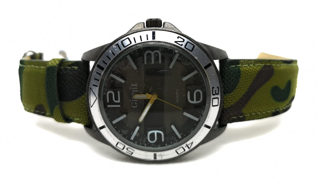 GianviX Herrenuhr mit militärischem Musterarmband
