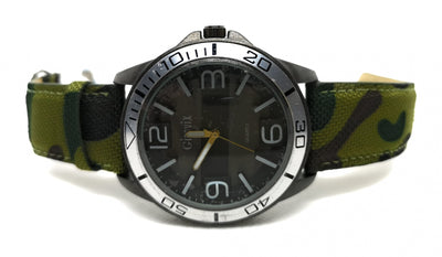 GianviX Herrenuhr mit militärischem Musterarmband