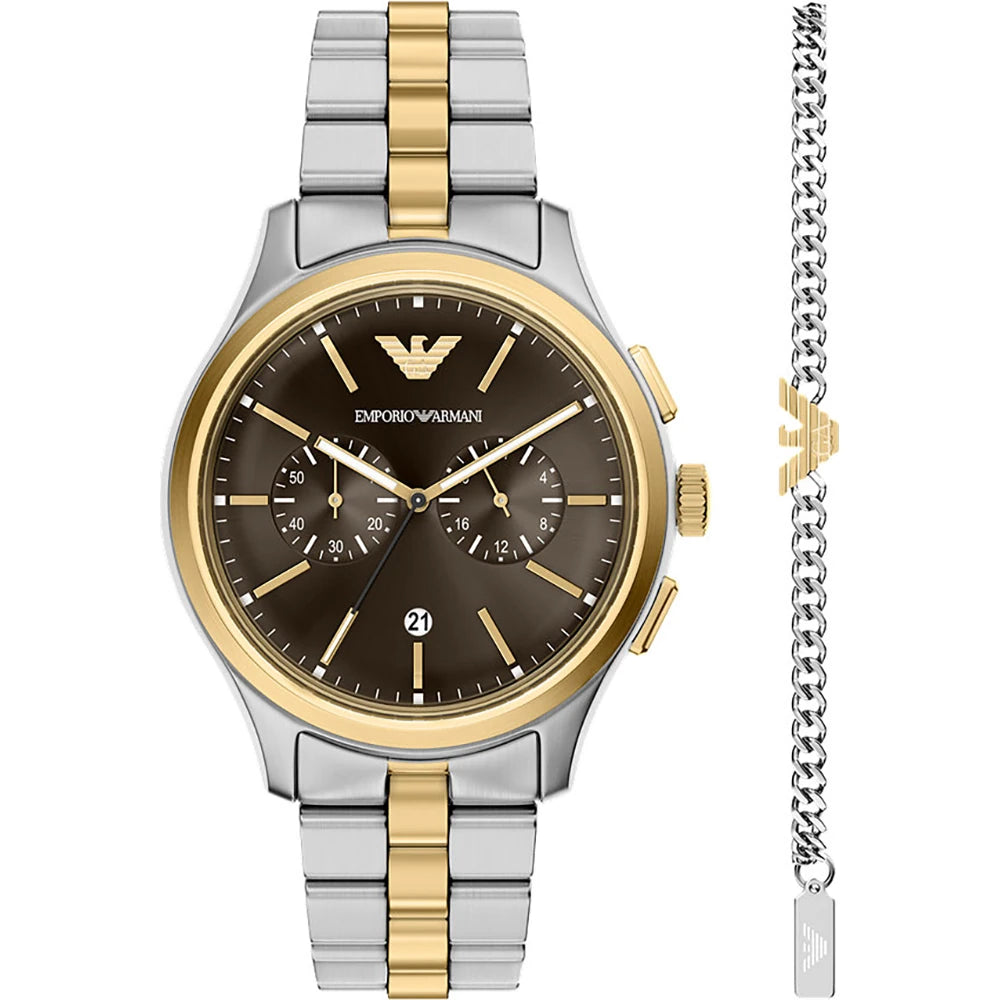 Herrenuhr und Armband Emporio Armani World Explorer AR80084SET