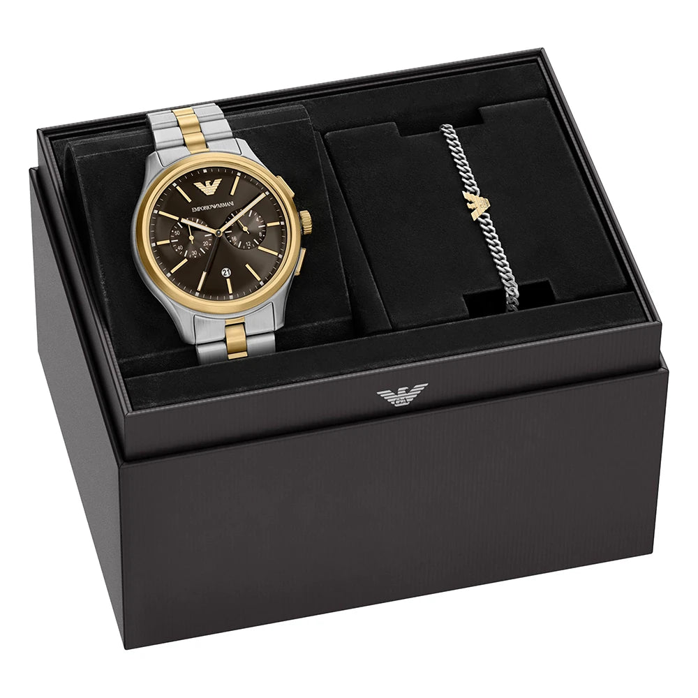 Herrenuhr und Armband Emporio Armani World Explorer AR80084SET