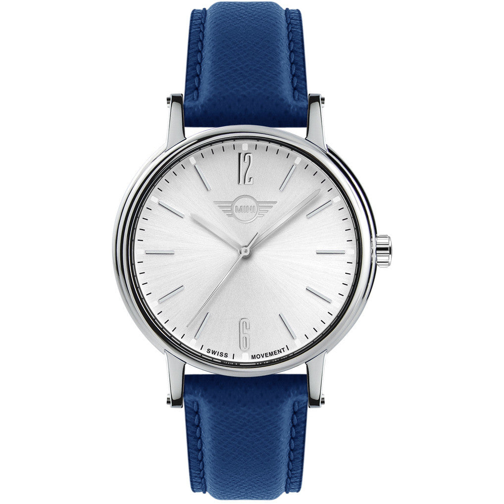 Mini Cooper Herrenuhr mit Lederarmband blau MI.2172M-52