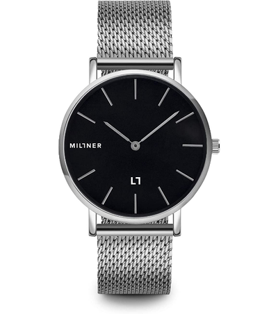 Unisex-Uhr Millner Mayfair S Silver Black Edelstahl, nur Zeitfunktion MLW0015