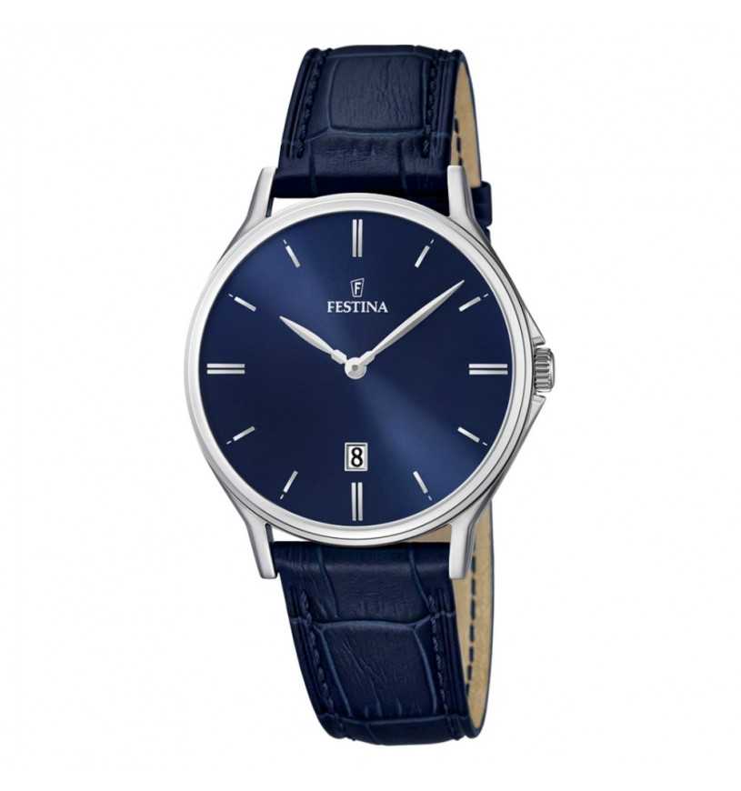 Orologio uomo Festina cinturino in pelle blu classico f16745/3