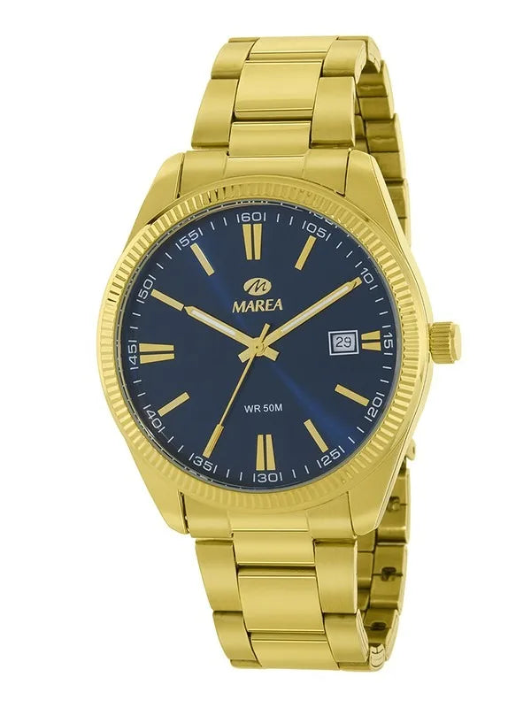 Orologio uomo Marea in acciaio dorato con quadrante blu b41376/6