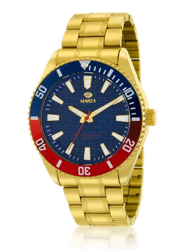 Orologio uomo Marea in acciaio dorato e quadrante blu B41391/5
