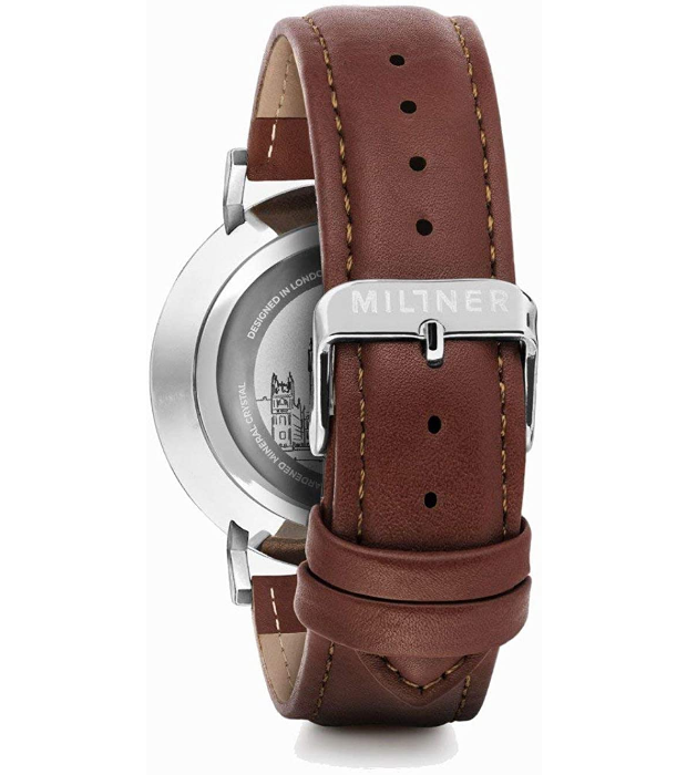 Orologio uomo Millner Hallfieeld Silver Brown in acciaio e pelle MLW0034