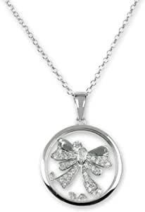 Osa Les Folies Metal Base Il Fiocco. Collana donna con Pendente in Argento rodiato 925 Vetro temperato, Zirconia cubica