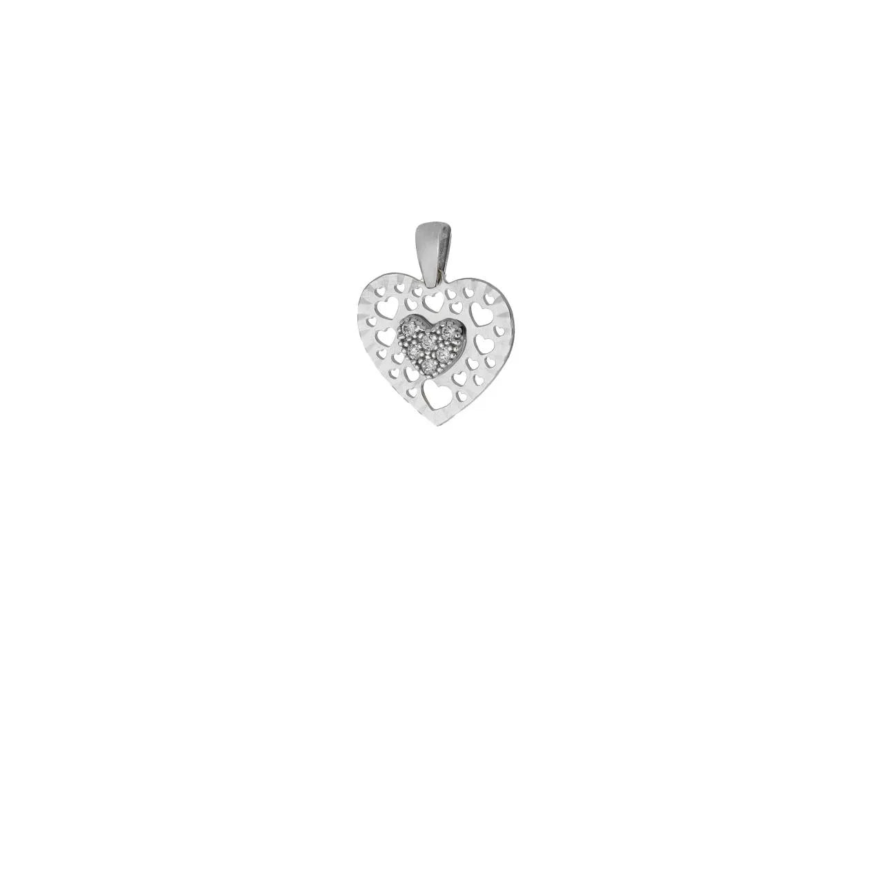 Ciondolo pendente cuore in oro bianco 375 Igold