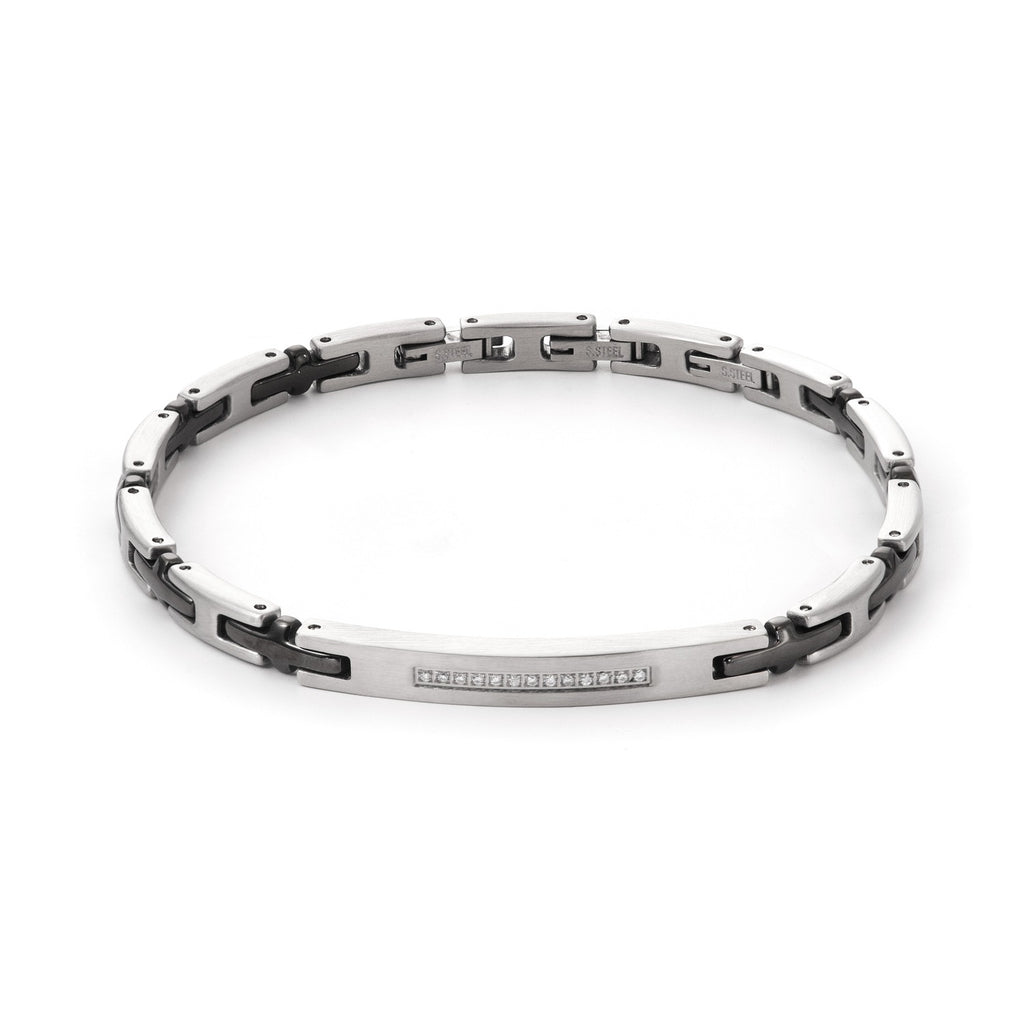 Bracciale in acciaio uomo con diamanti Bikkembergs PERB20WB